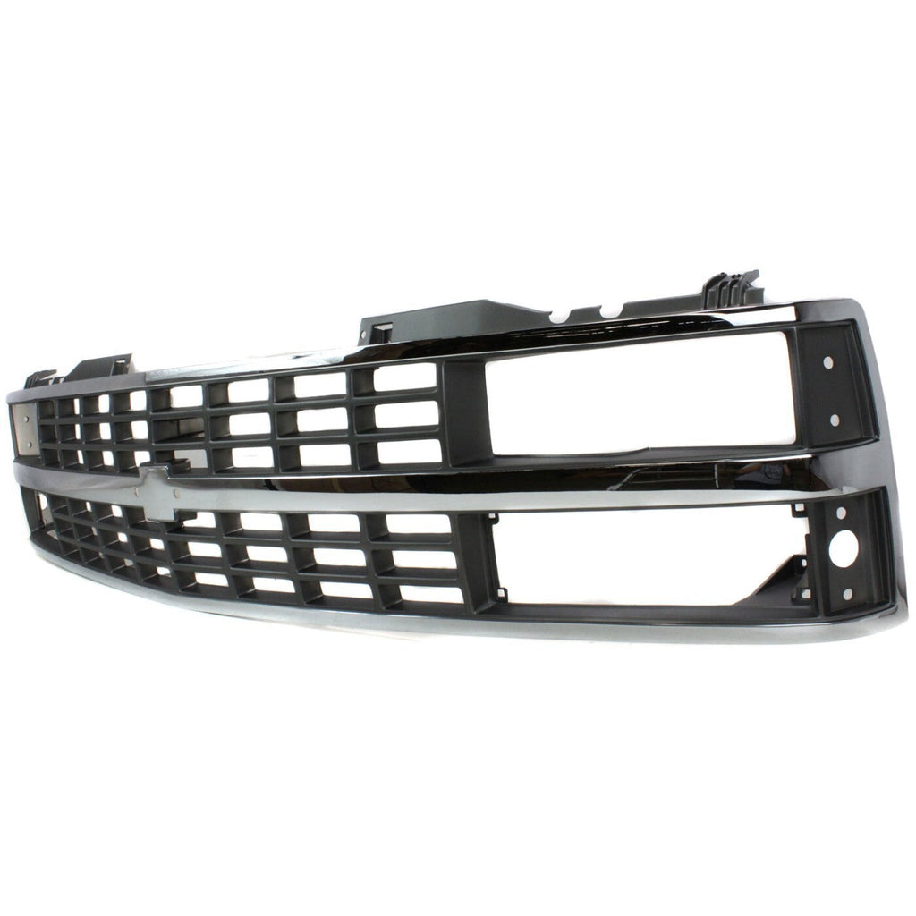 Grille For 1988-93 Chevy C K 1500 Chrome Shell With Black Insert Dual Headlight