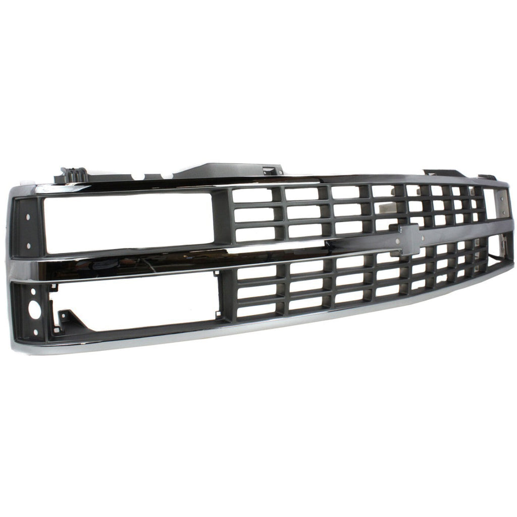 Grille For 1988-93 Chevy C K 1500 Chrome Shell With Black Insert Dual Headlight