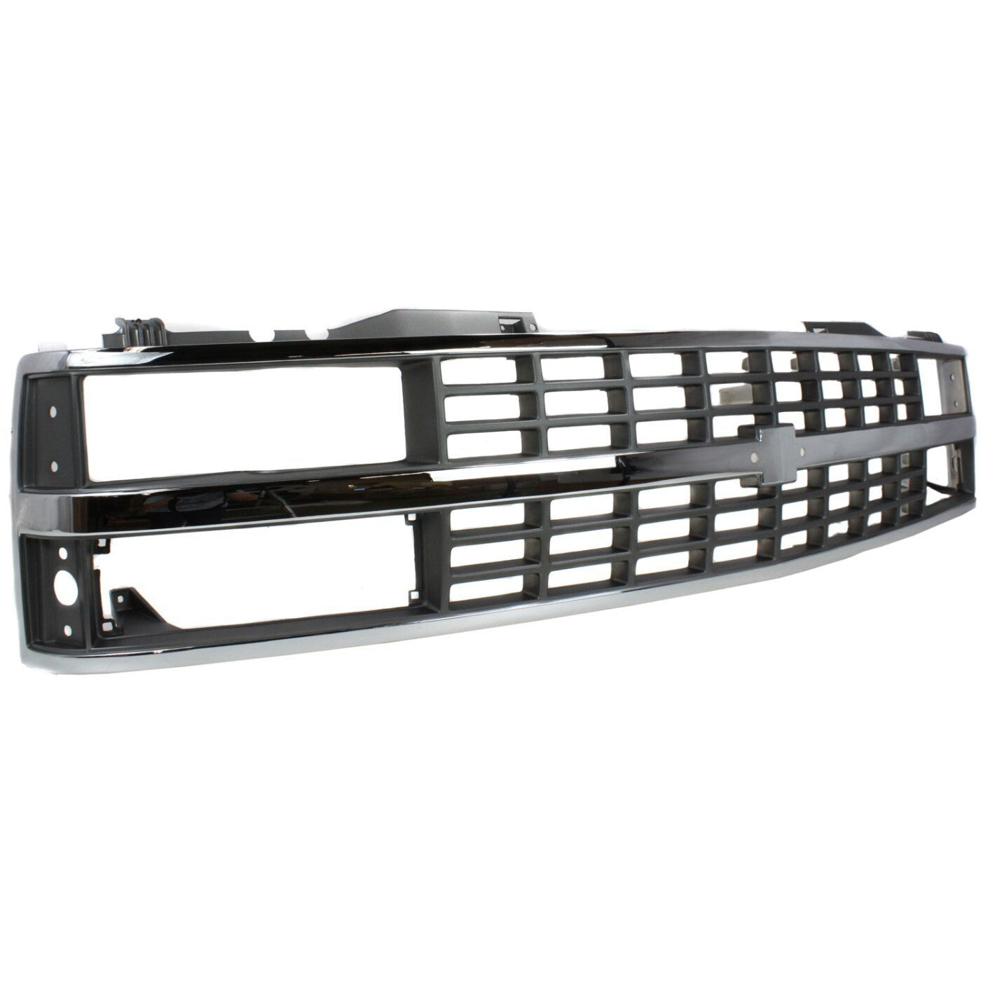 Grille For 1988-93 Chevy C K 1500 Chrome Shell With Black Insert Dual Headlight