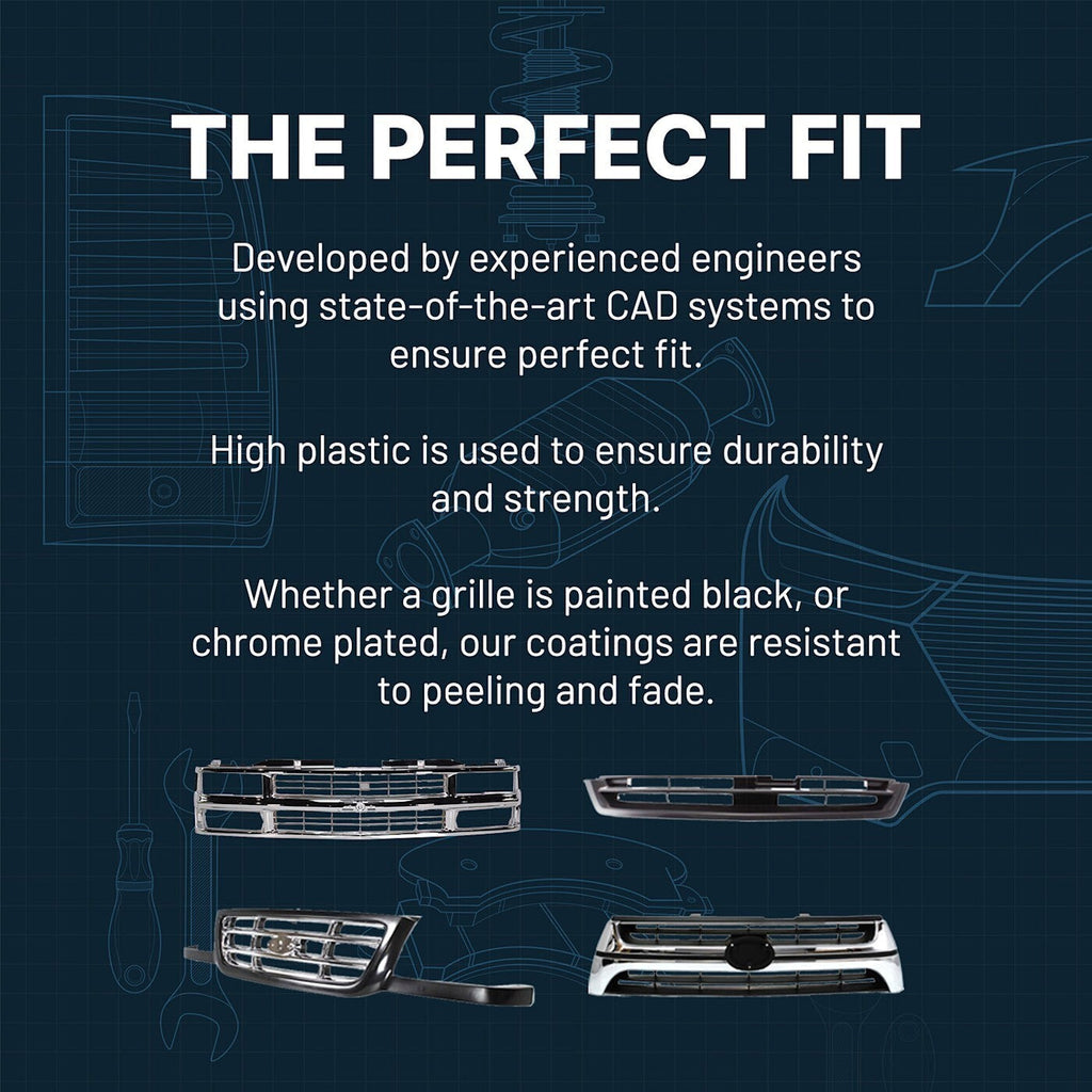 Grille For 2006-2007 Ford F-250 Super Duty F-350 Super Duty Chrome Plastic