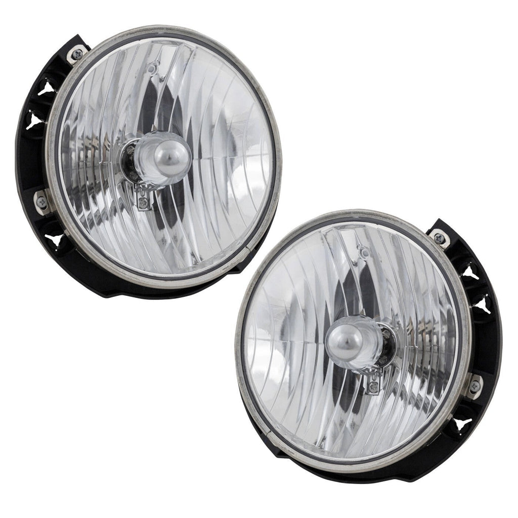 Driver and Passenger Side Headlights For Jeep Wrangler 2007-2017 Halogen w Bulbs