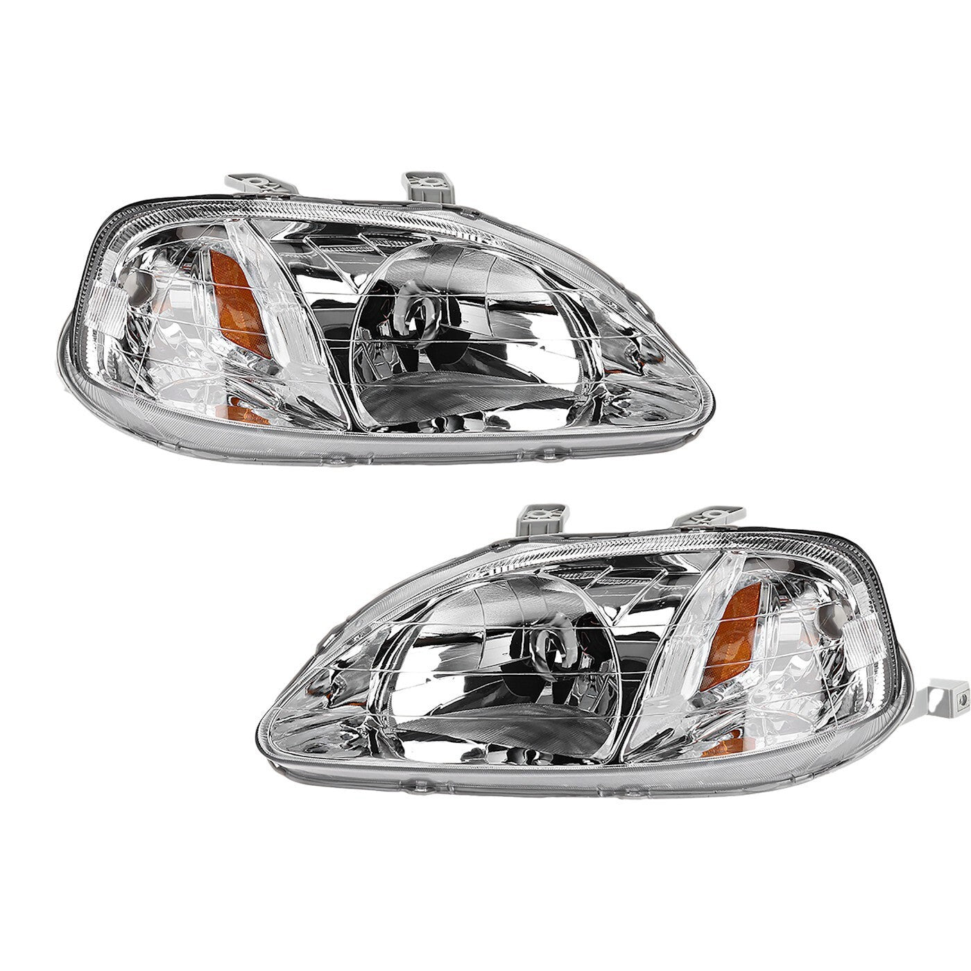 Left and Right Headlights For Honda Civic 1999-2000 Halogen CX DX EX GX HX LX Si
