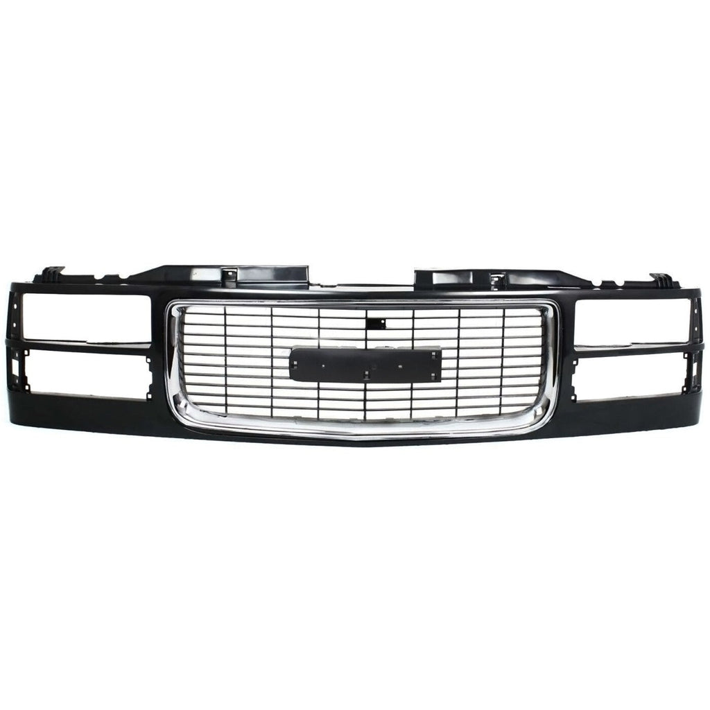 Grille Assy Black with Chrome Center For 94-98 GMC C1500 94-00 K1500 K2500 Yukon