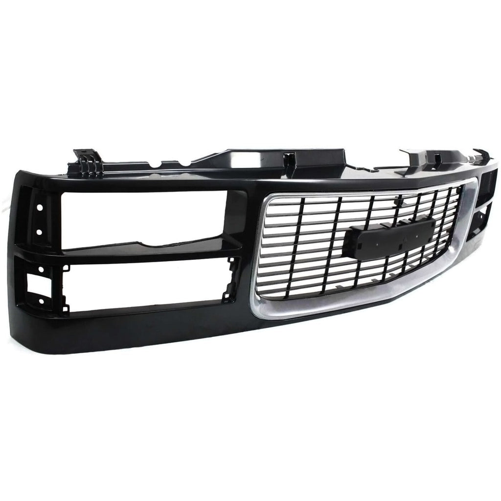 Grille Assy Black with Chrome Center For 94-98 GMC C1500 94-00 K1500 K2500 Yukon