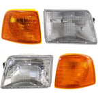 Headlight Headlamp and Corner Parking Light Kit For 1993-97 Ford Ranger LH & RH