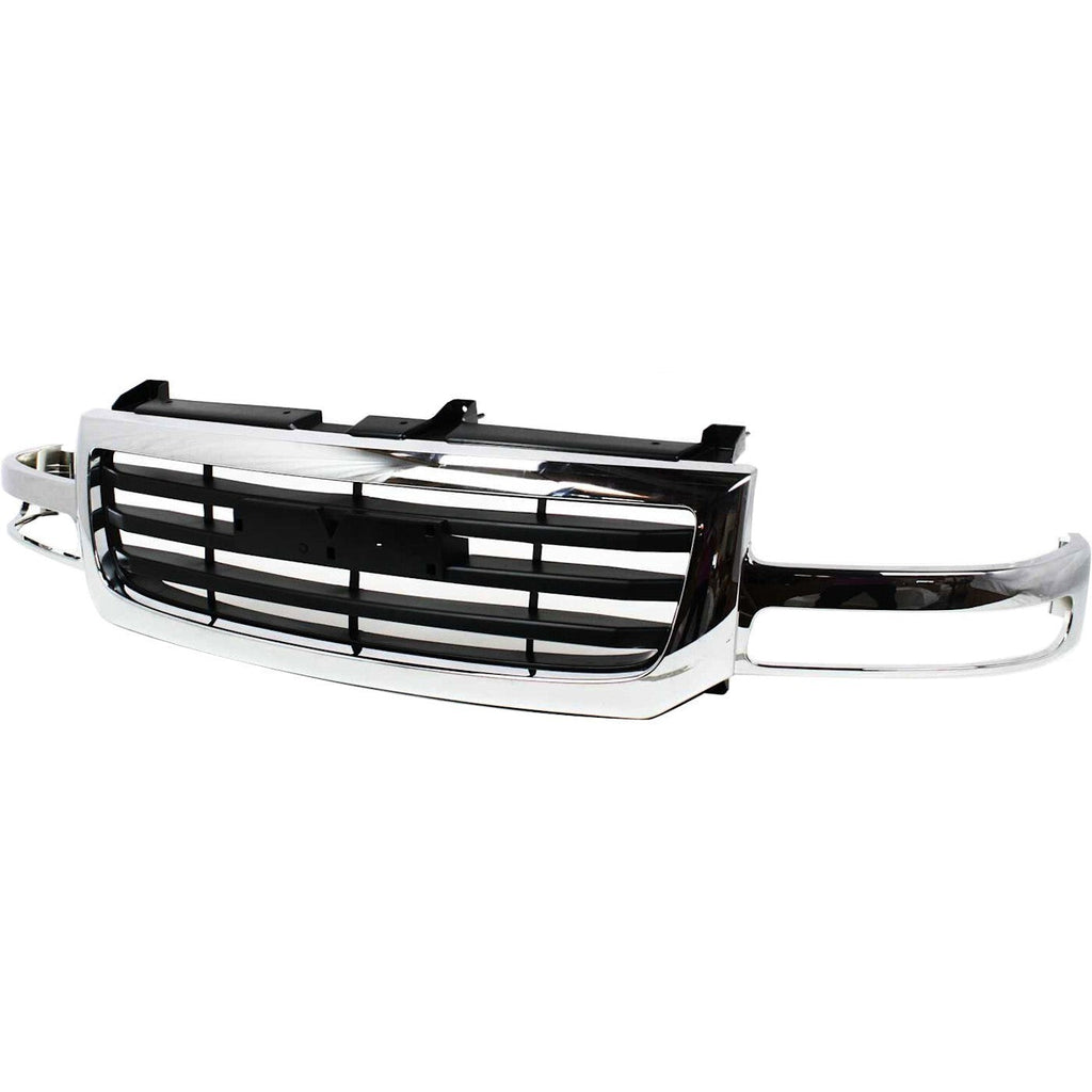 Grille Assembly For 2003-06 GMC Sierra 1500 2003-04 Sierra 2500 Old Body Chrome
