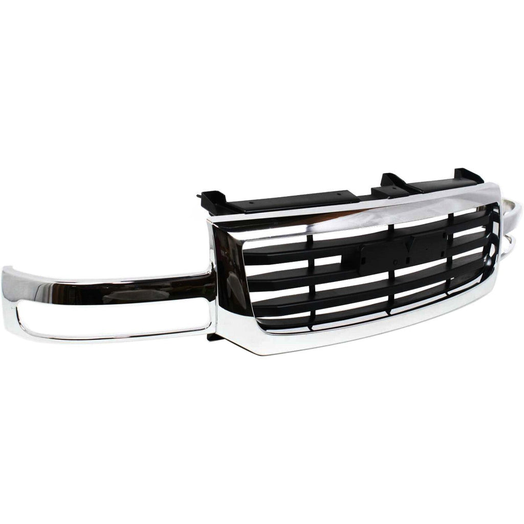 Grille Assembly For 2003-06 GMC Sierra 1500 2003-04 Sierra 2500 Old Body Chrome