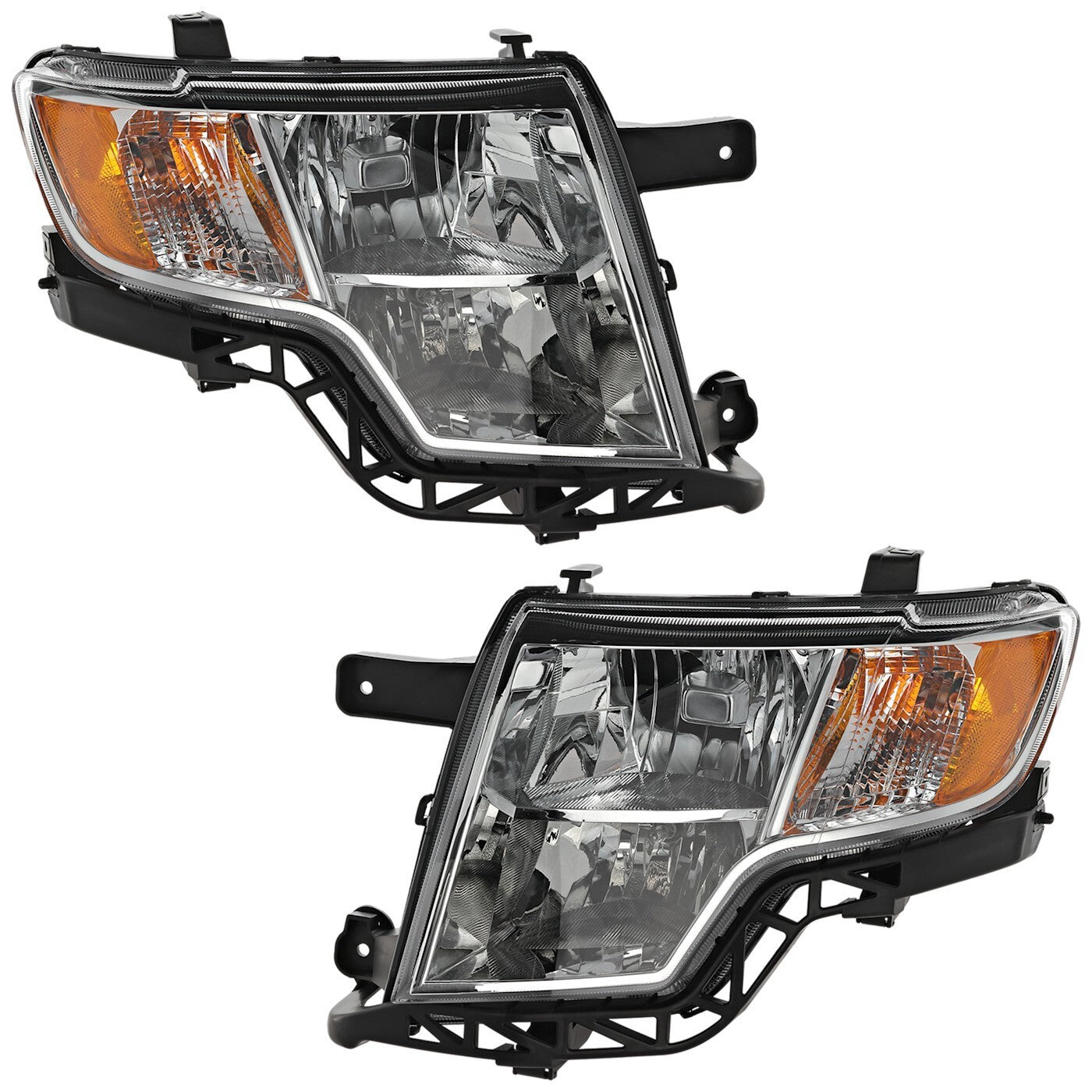Driver and Passenger Side Headlights For Ford Edge 2007-2010 Halogen with Bulbs