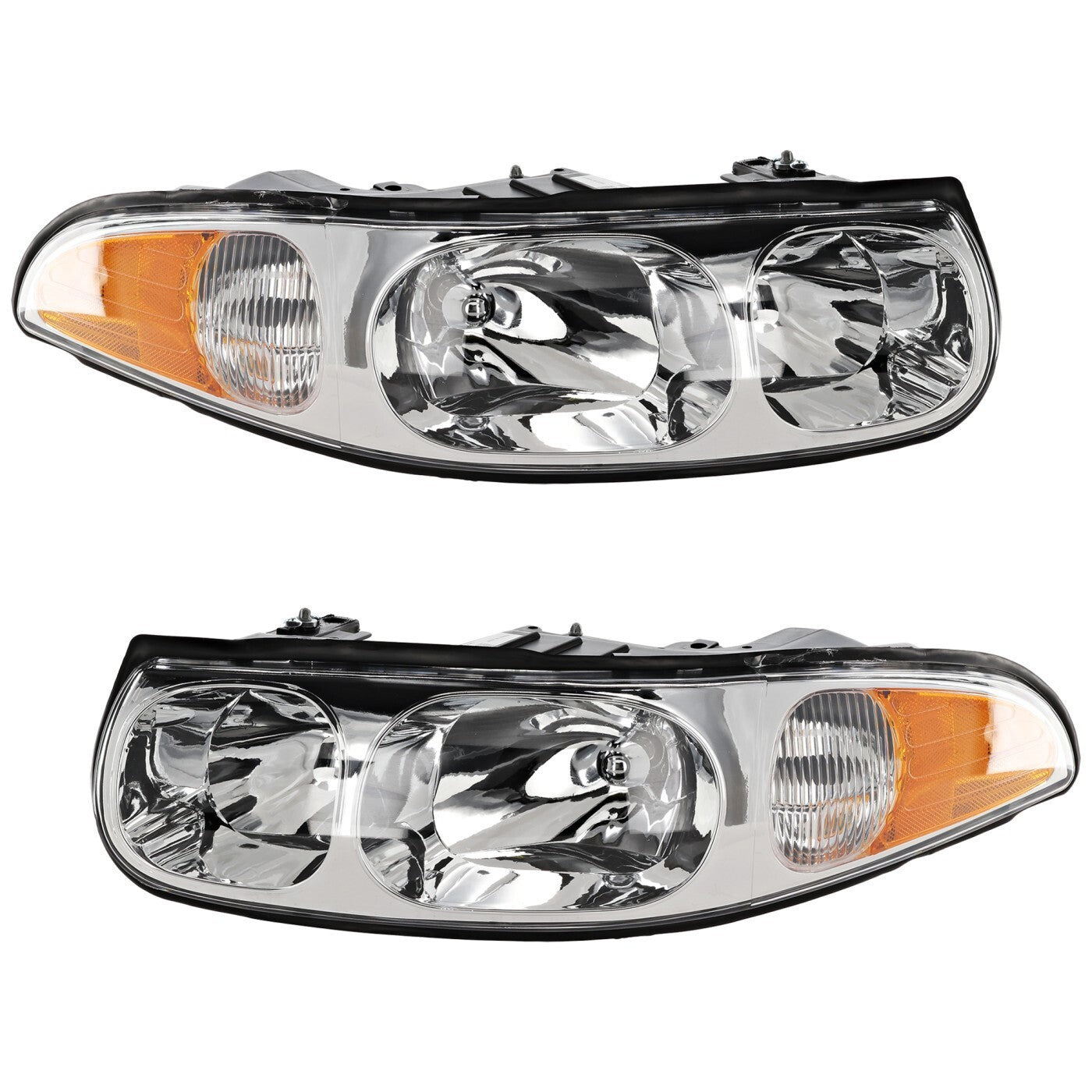 LH & RH Headlight For Buick LeSabre 2000-2005 Halogen w/ Bulbs Smooth High Beam
