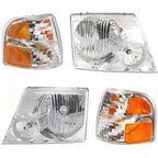 Headlight Kit For 2002-2005 Ford Explorer With Corner Light Left and Right Side