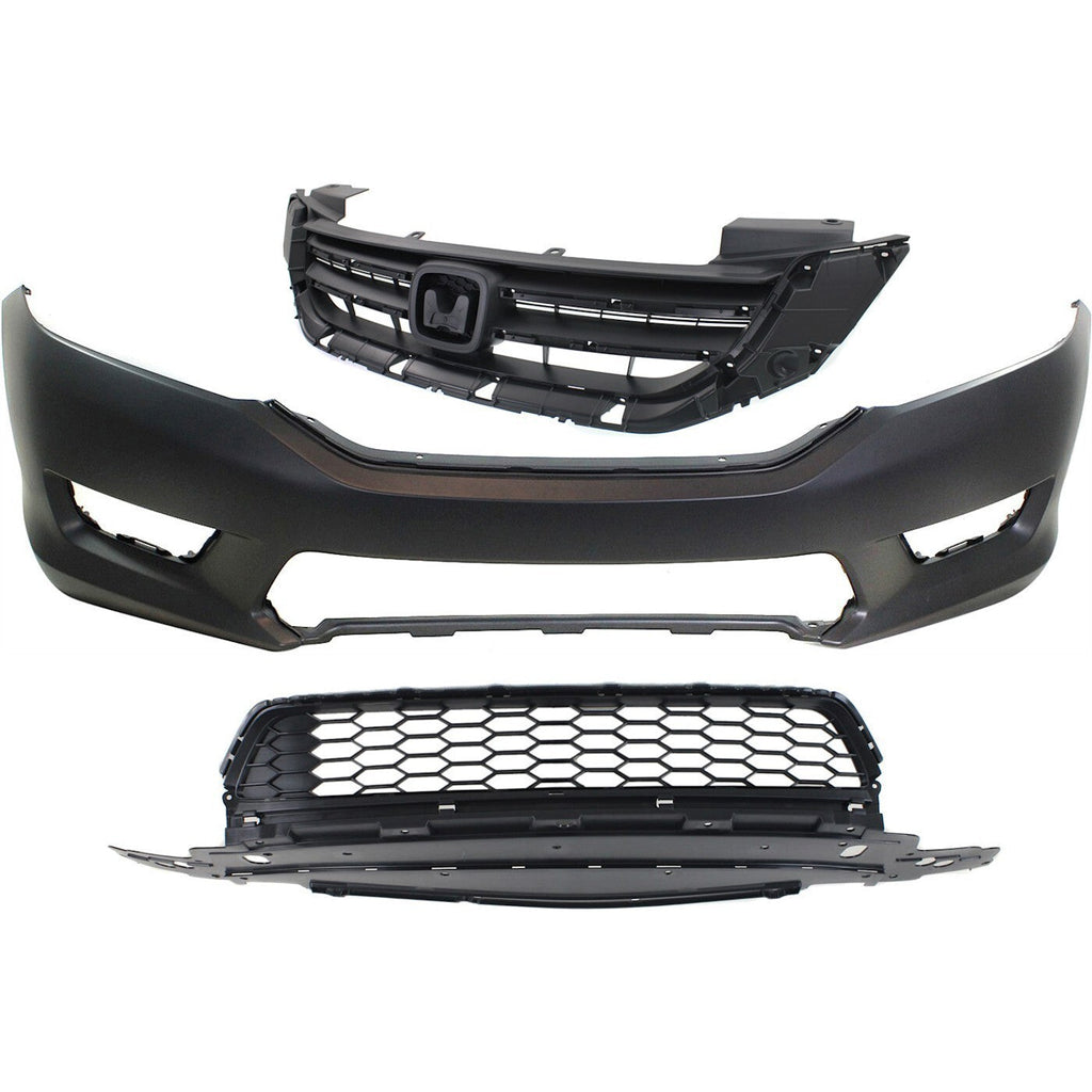 Bumper Cover Grille Assembly Kit For 2013-15 Honda Accord Sedan EX/EX-L/LX/Sport