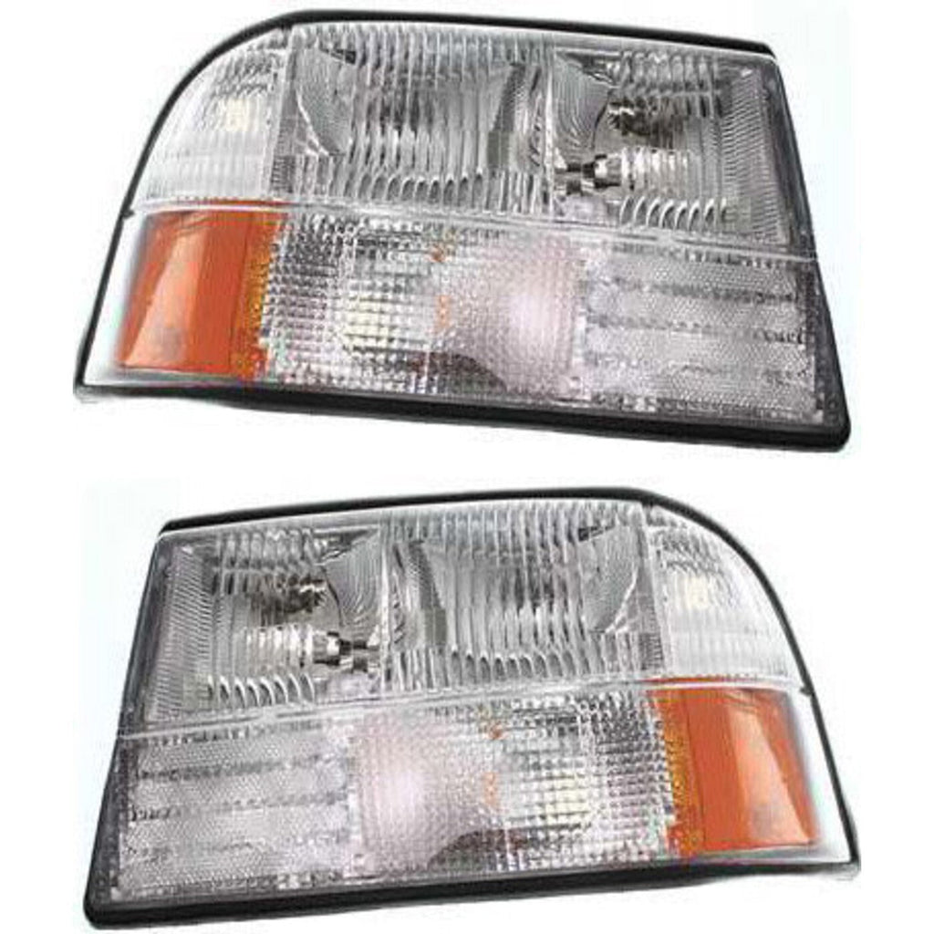 Driver and Passenger Side Headlights For GMC Sonoma 1998-2004 Halogen w/ Bulb/s