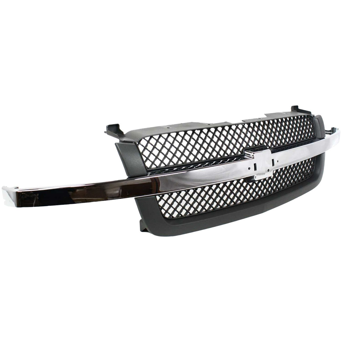 Grille Assembly For 03-06 Chevrolet Silverado 1500 Avalanche 1500 Textured Gray