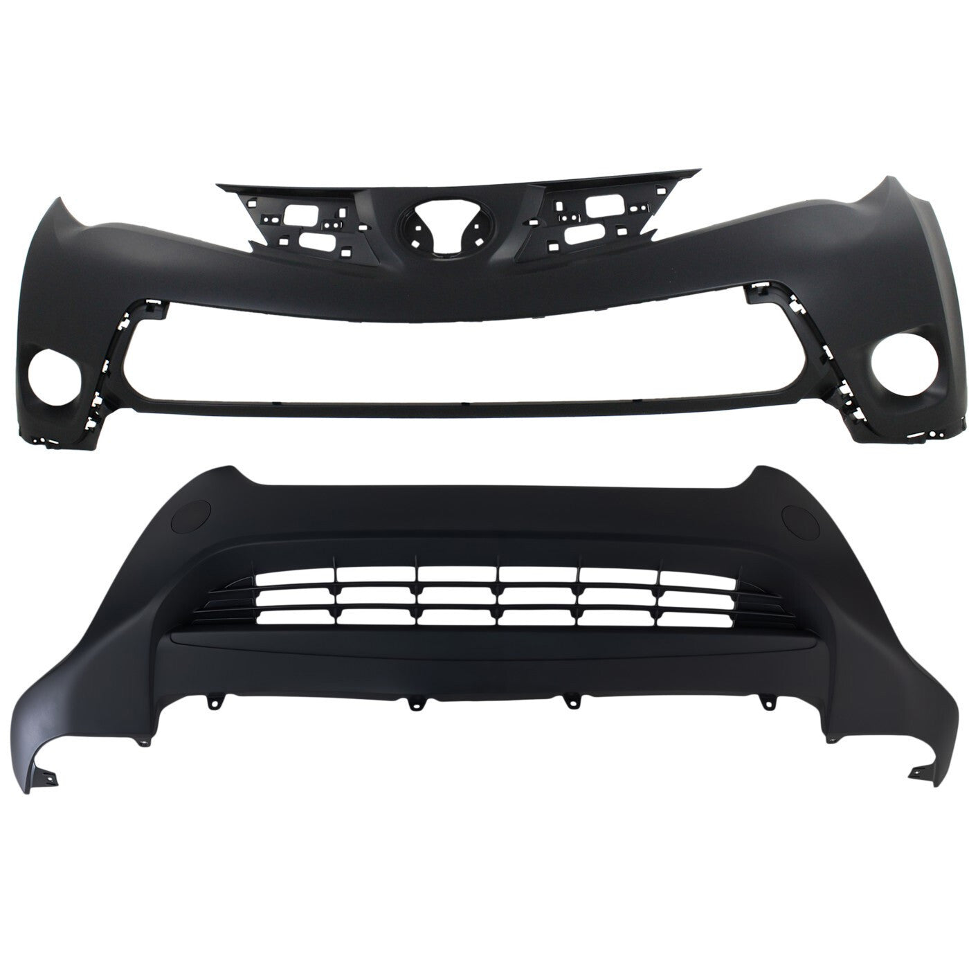 Bumper Covers Fascias Set Front Upper and Lower For 2013-15 Toyota RAV4 LE Model