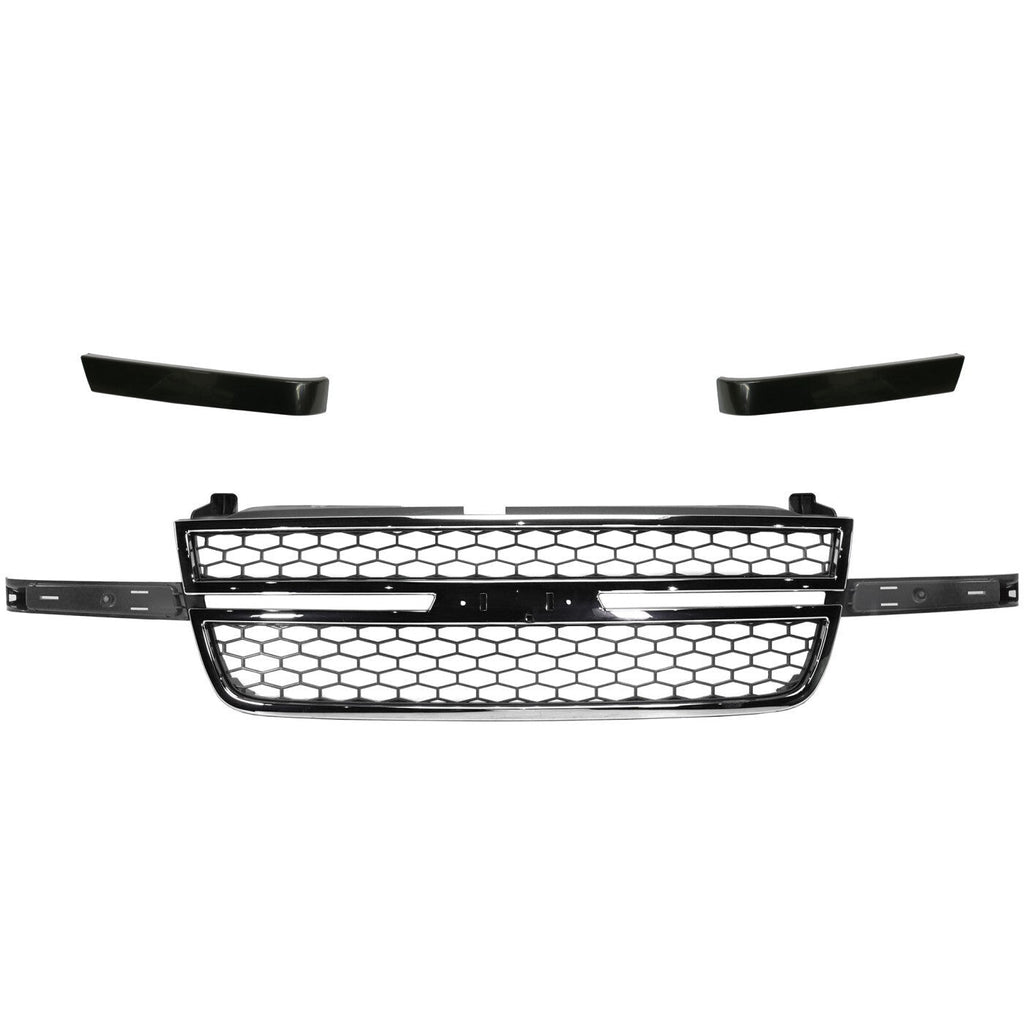 Grille Assembly Kit For 03-06 Chevy Silverado 2500 HD Chrome Shell Painted Gray