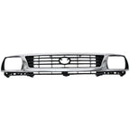 Grille For 95-96 Toyota Tacoma Chrome Shell w/ Black Insert Plastic
