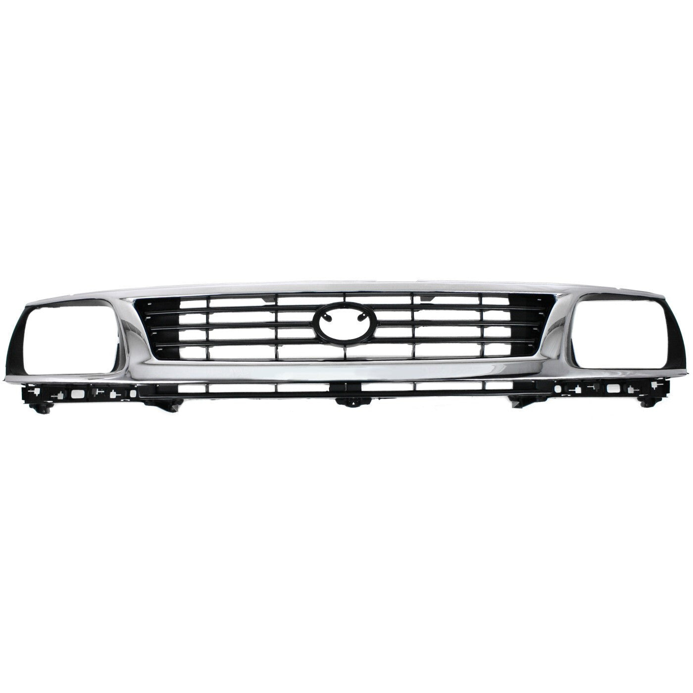 Grille For 95-96 Toyota Tacoma Chrome Shell w/ Black Insert Plastic