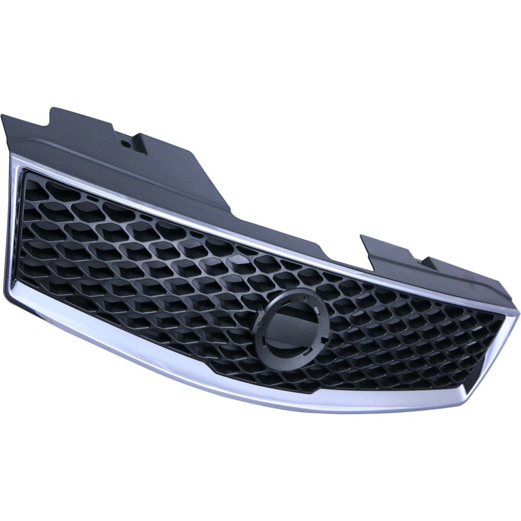 Grille For 2009-2012 Nissan Sentra Chrome Shell w/ Gray Insert Plastic