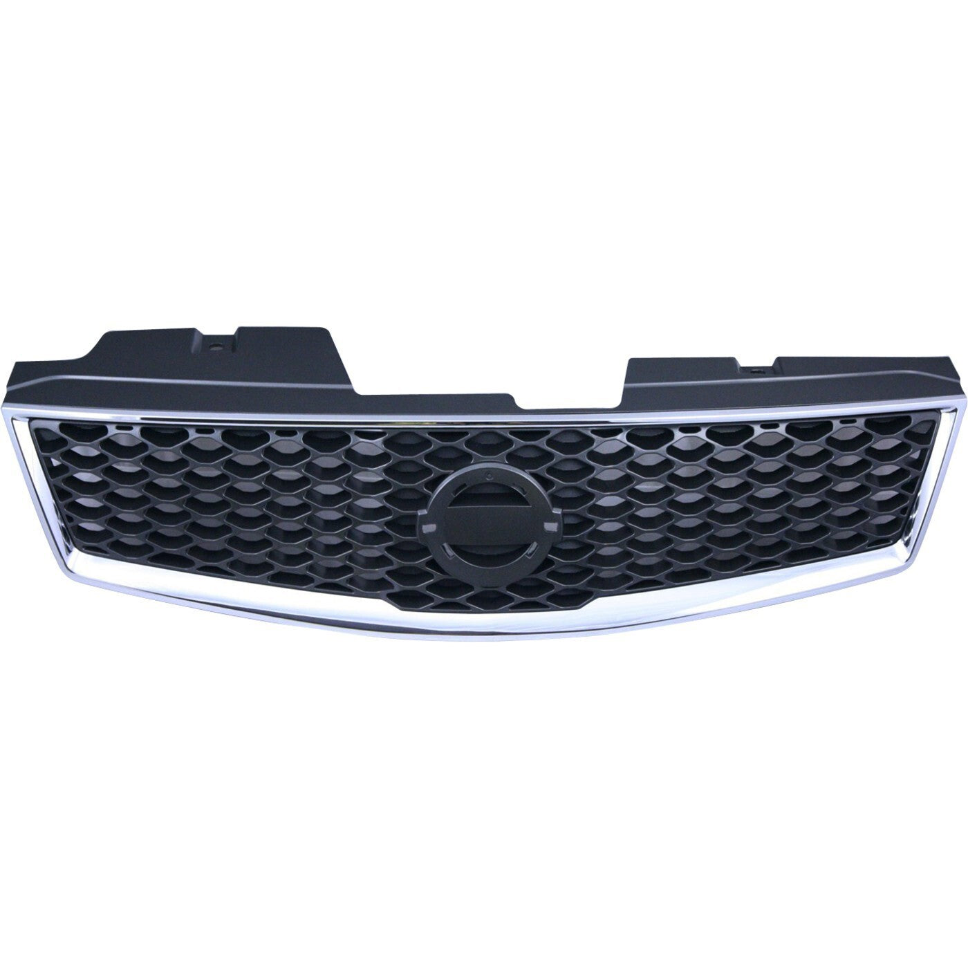 Grille For 2009-2012 Nissan Sentra Chrome Shell w/ Gray Insert Plastic