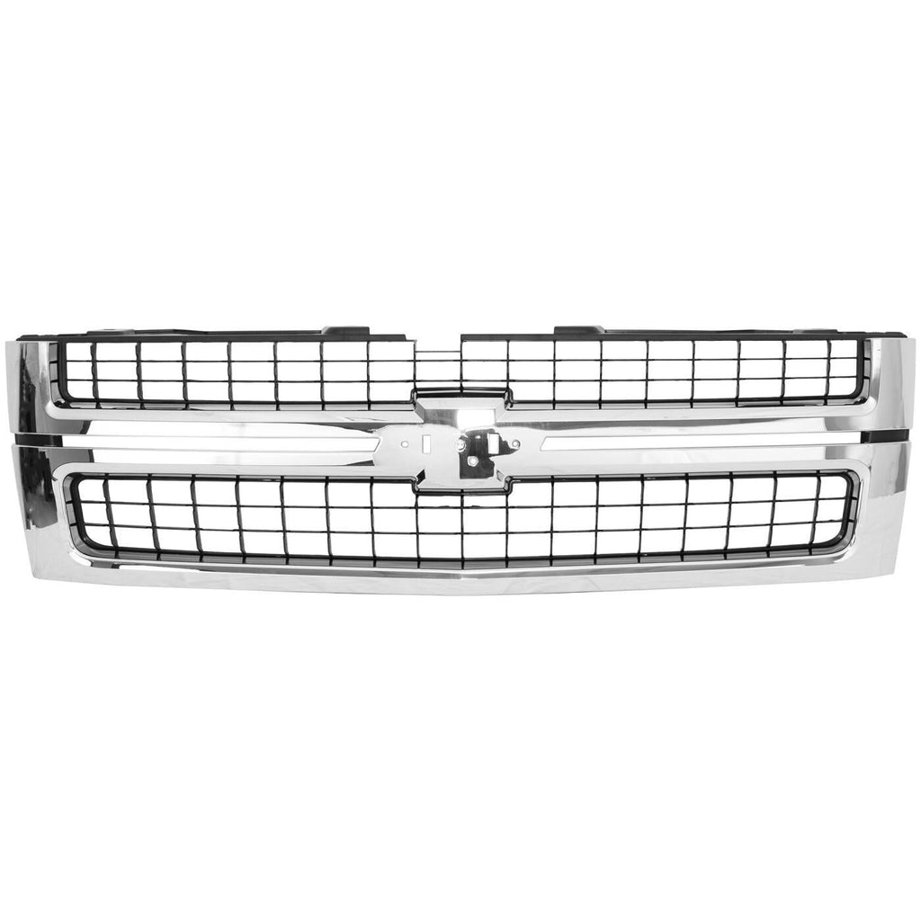 Grille Assembly For 07-10 Chevrolet Silverado 2500 HD Chrome Frame Black Insert