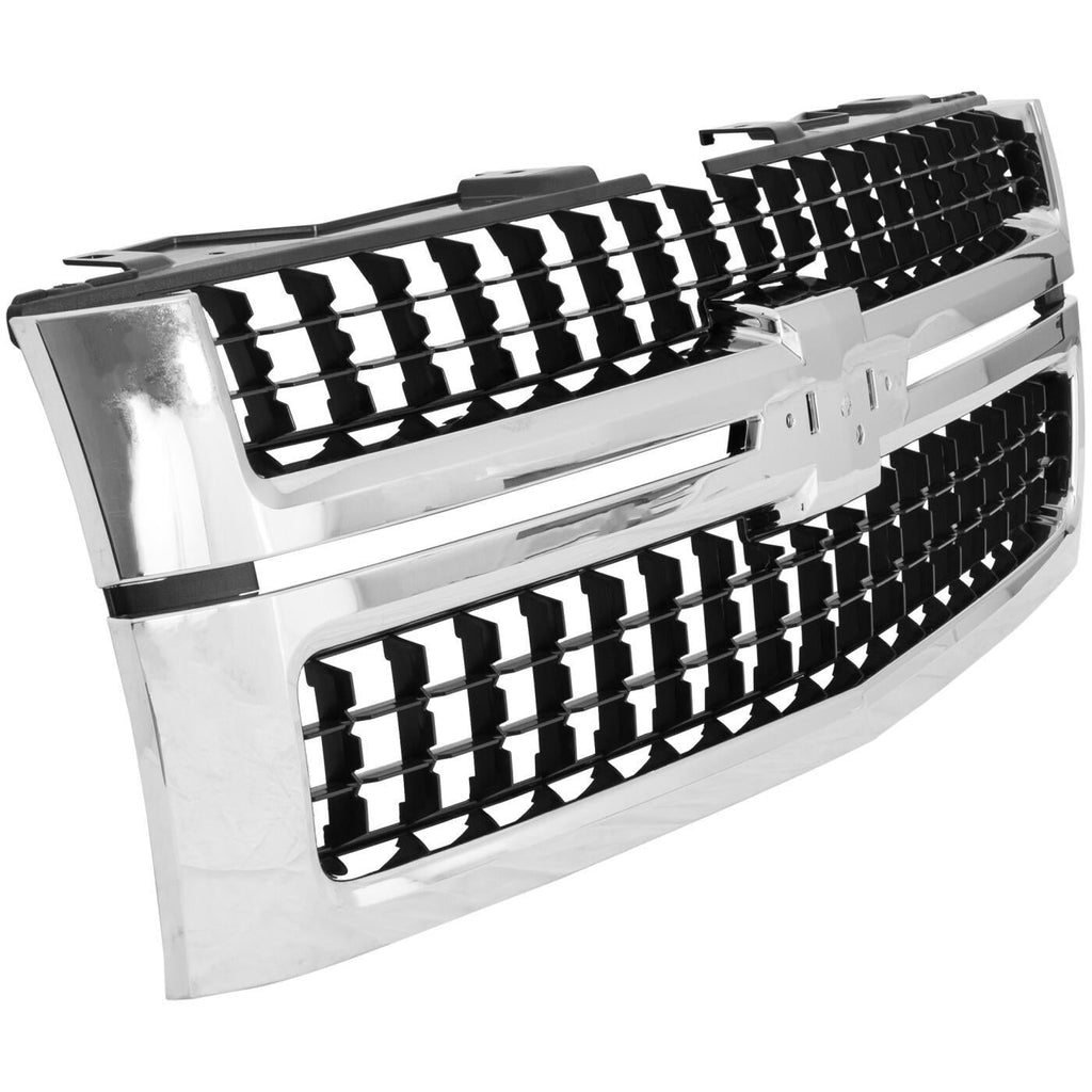 Grille Assembly For 07-10 Chevrolet Silverado 2500 HD Chrome Frame Black Insert
