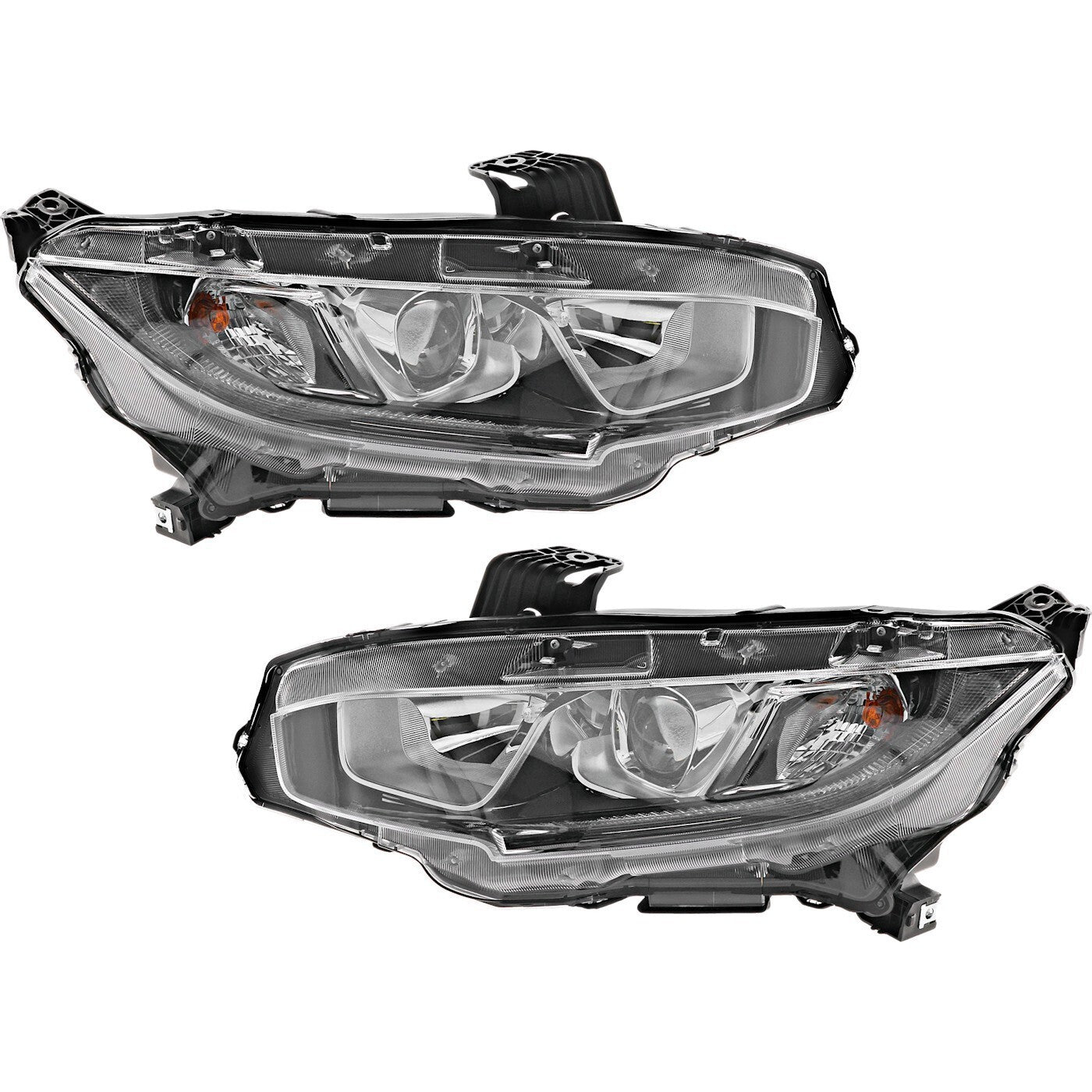 Driver & Passenger Side Headlights For Honda Civic 2016-2020 Halogen w/ Bulbs US