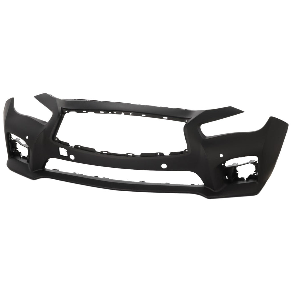 Front Bumper Cover For 2014-2017 Infiniti Q50 Primed Fascia With Object Sensor
