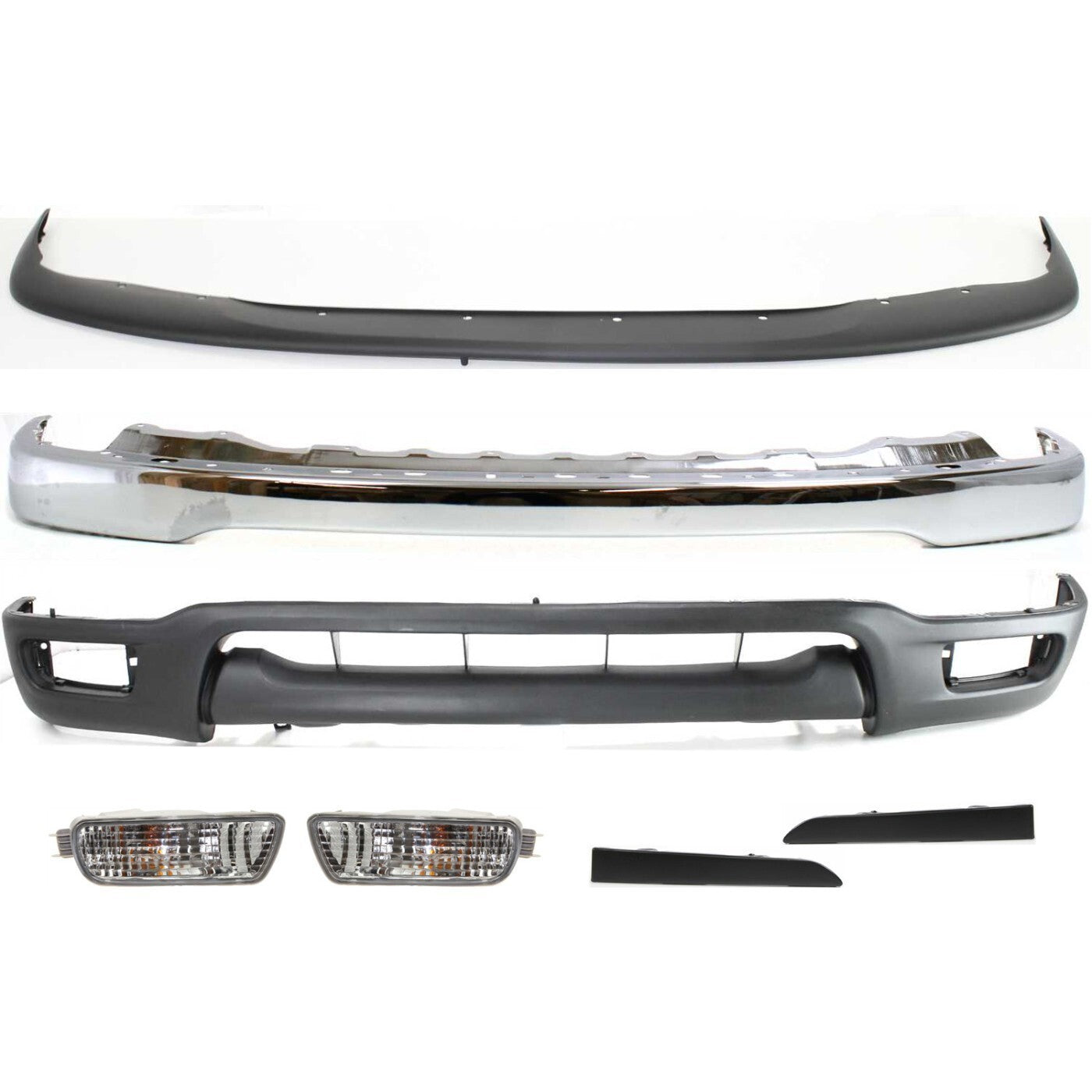 Bumper Kit For 2001-2004 Toyota Tacoma 4WD Chrome Steel Front