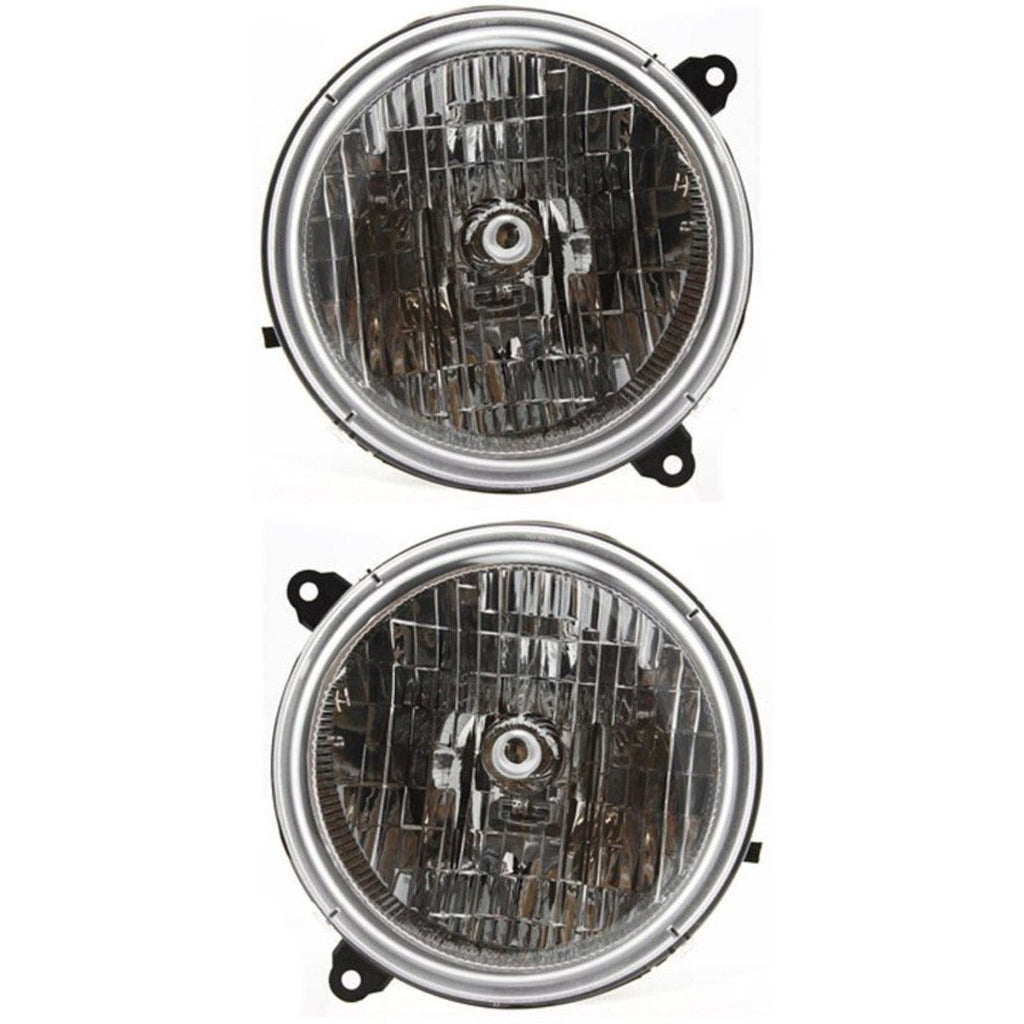 Driver and Passenger Side Headlights For Jeep Liberty 2003-2004 Halogen w/ Bulbs