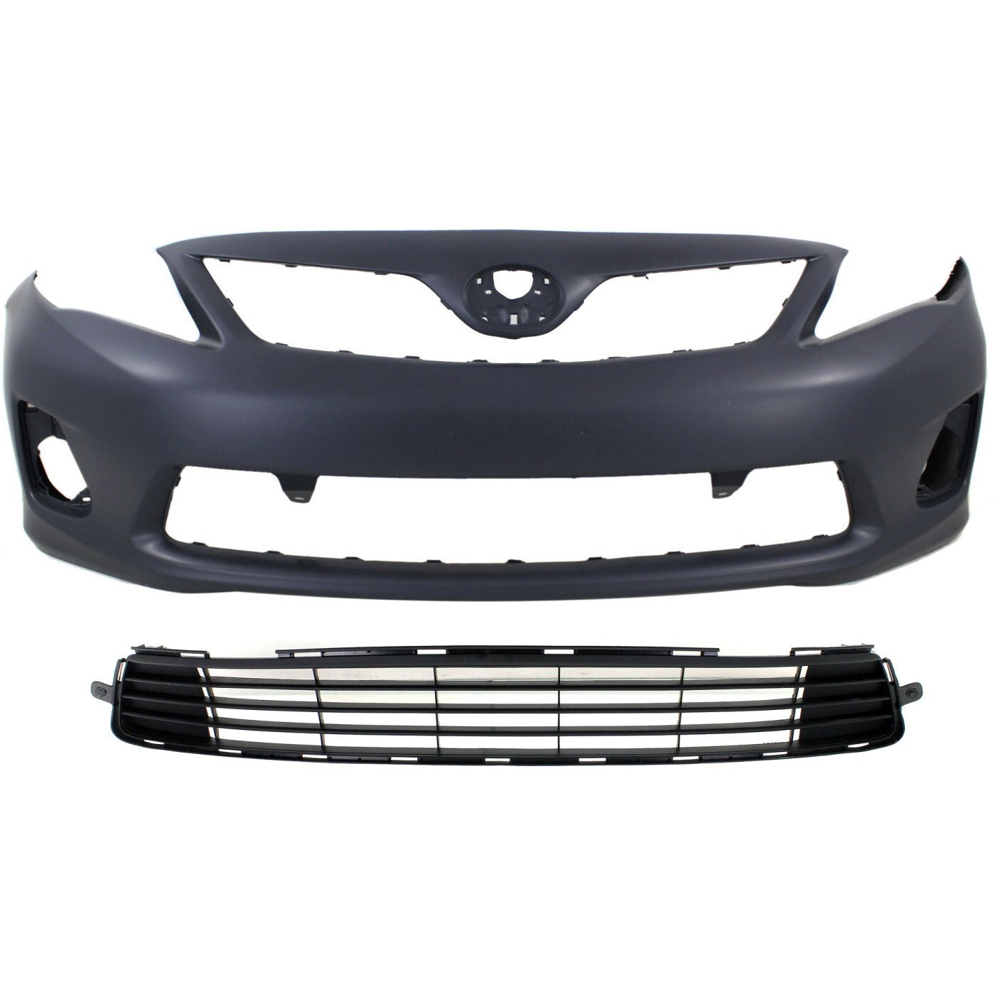 Front Bumper Cover Kit with Bumper Grille For 11-13 Toyota Corolla Base CE LE