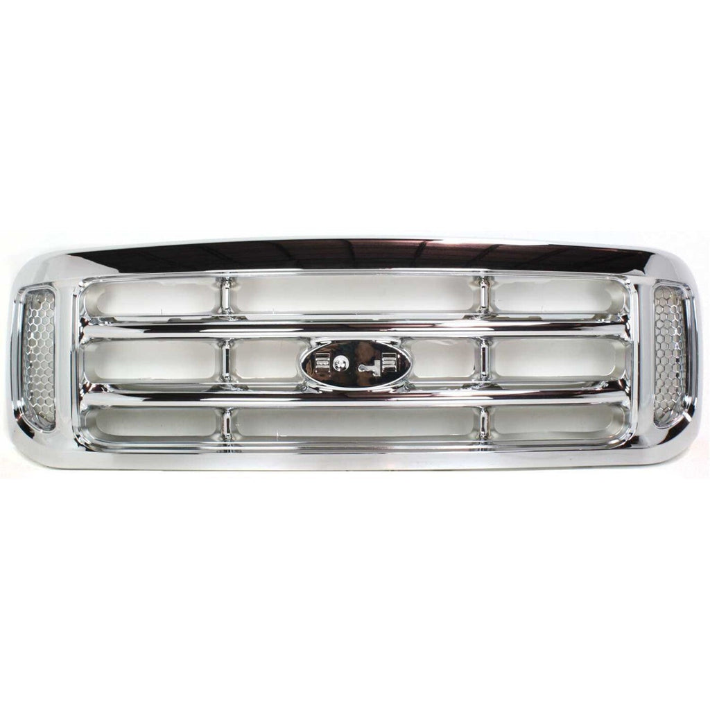 Grille For 99-2004 Ford F-250 Super Duty F-350 Super Duty Chrome Plastic