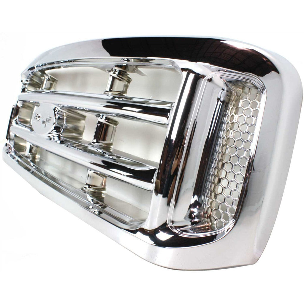 Grille For 99-2004 Ford F-250 Super Duty F-350 Super Duty Chrome Plastic