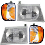 Headlight and Corner Light Kit For 92-02 Ford E-150 Econline E-250 Econoline 4Pc