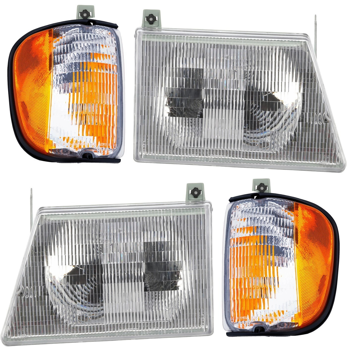 Headlight and Corner Light Kit For 92-02 Ford E-150 Econline E-250 Econoline 4Pc