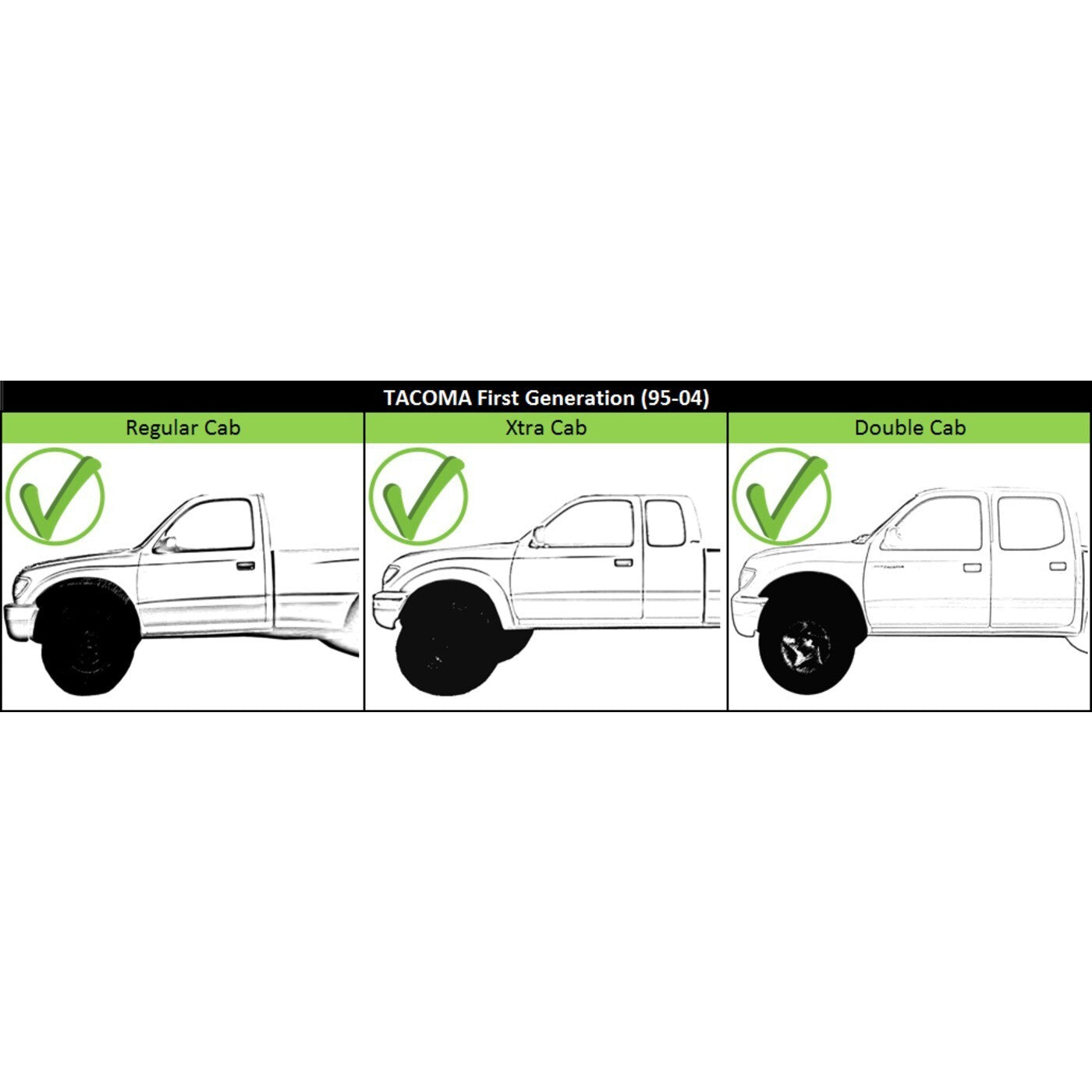 Chrome & Black Outside Exterior Door Handle Left/Right Pair Set for Tacoma Truck