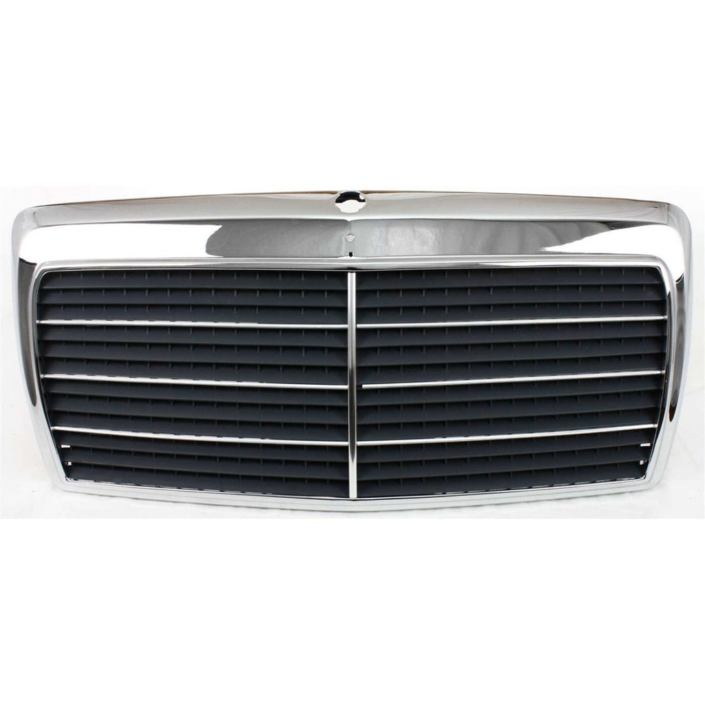 Grille For 86-93 Mercedes Benz 300E 90-93 300D Chrome Shell w/ Gray Insert