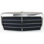 Grille For 86-93 Mercedes Benz 300E 90-93 300D Chrome Shell w/ Gray Insert