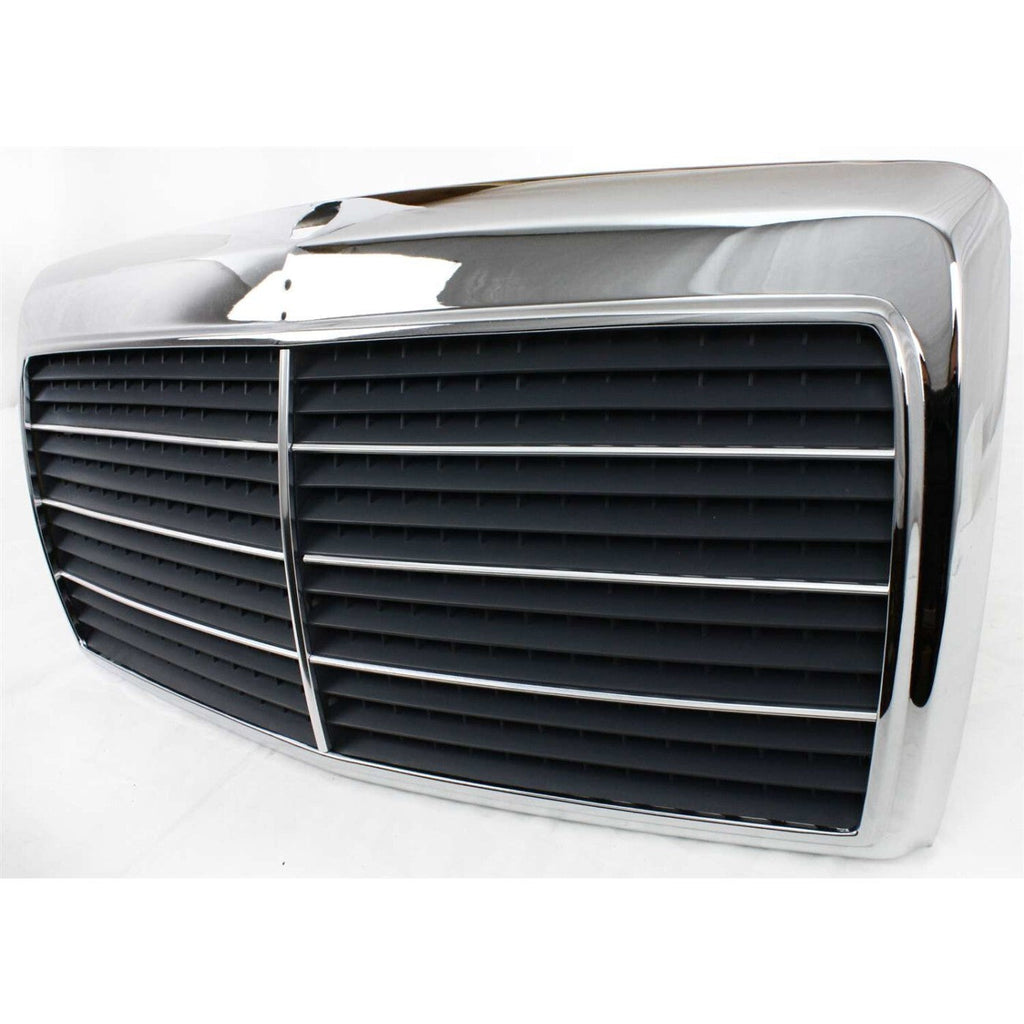 Grille For 86-93 Mercedes Benz 300E 90-93 300D Chrome Shell w/ Gray Insert
