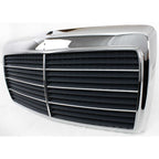 Grille For 86-93 Mercedes Benz 300E 90-93 300D Chrome Shell w/ Gray Insert