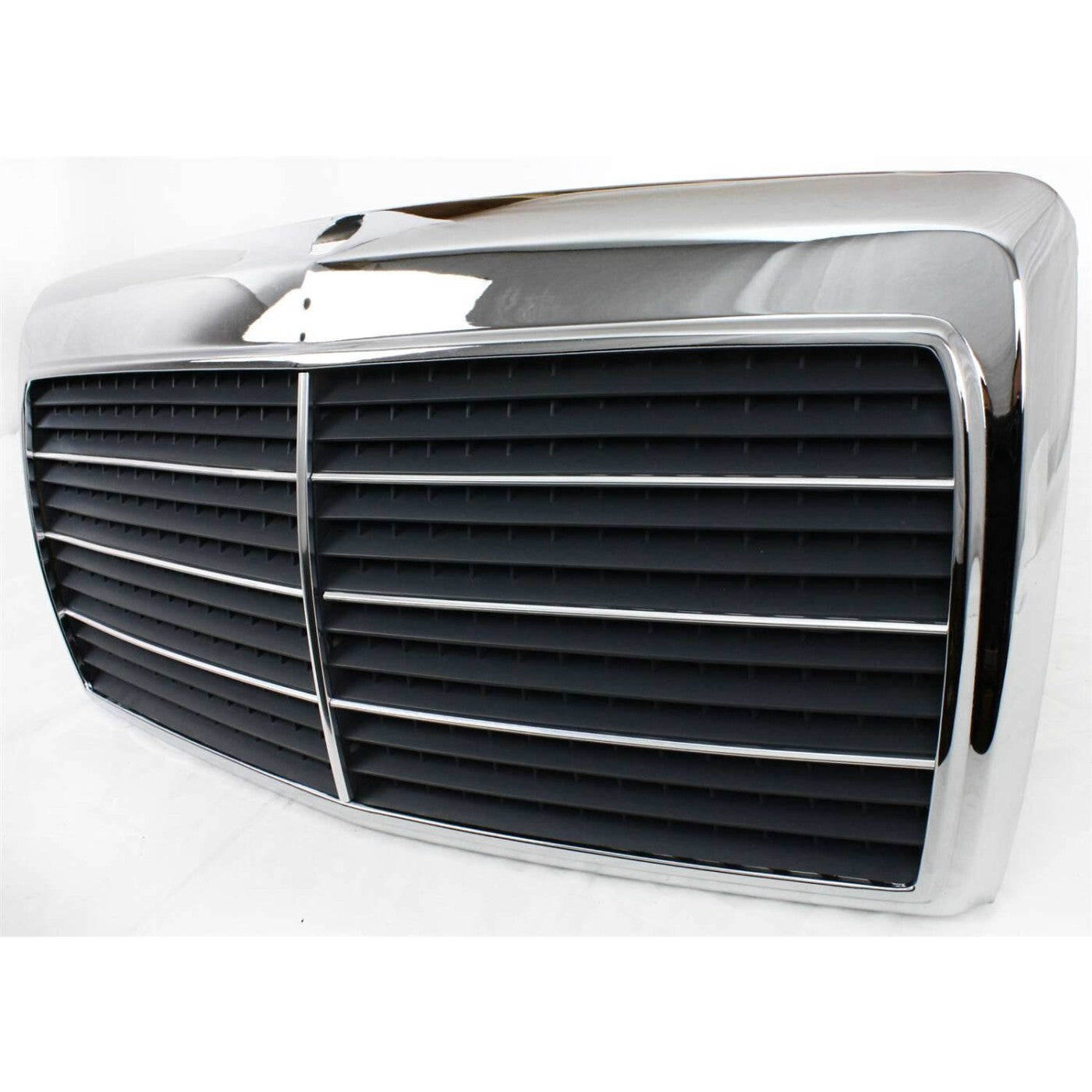 Grille For 86-93 Mercedes Benz 300E 90-93 300D Chrome Shell w/ Gray Insert