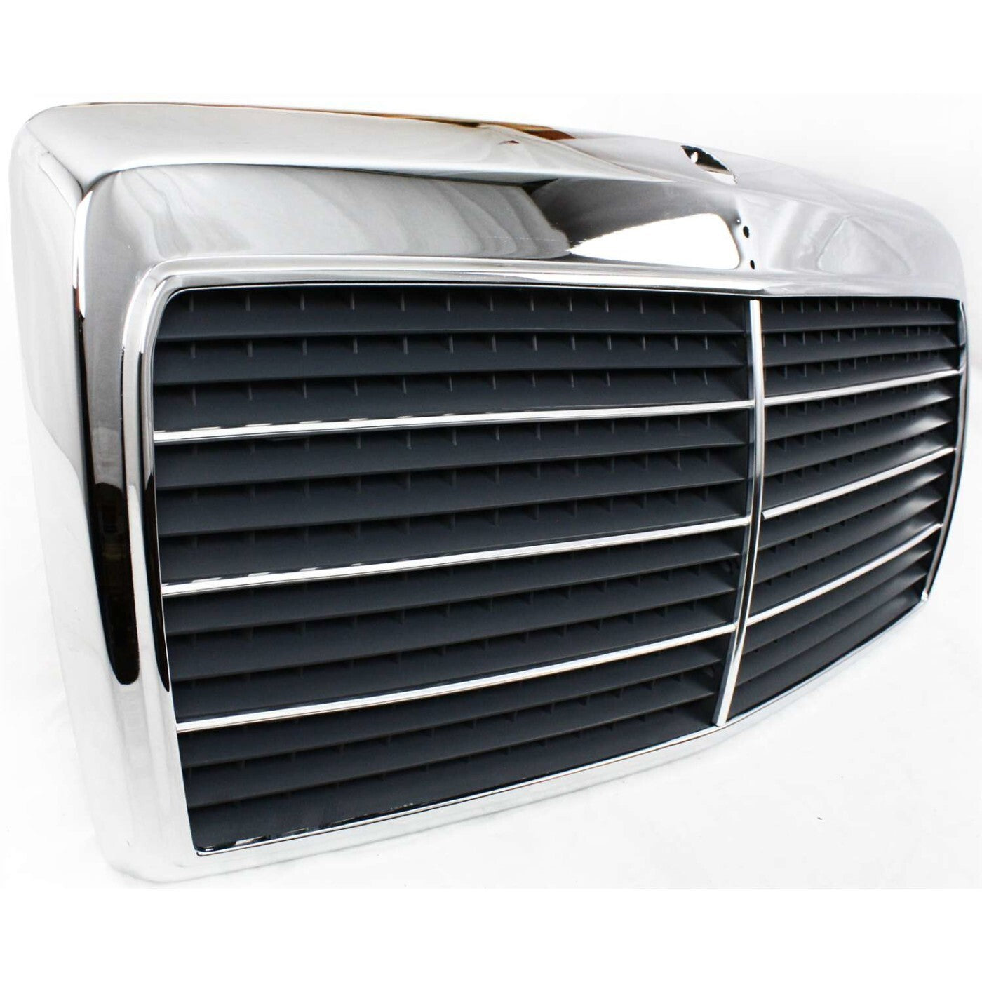 Grille For 86-93 Mercedes Benz 300E 90-93 300D Chrome Shell w/ Gray Insert