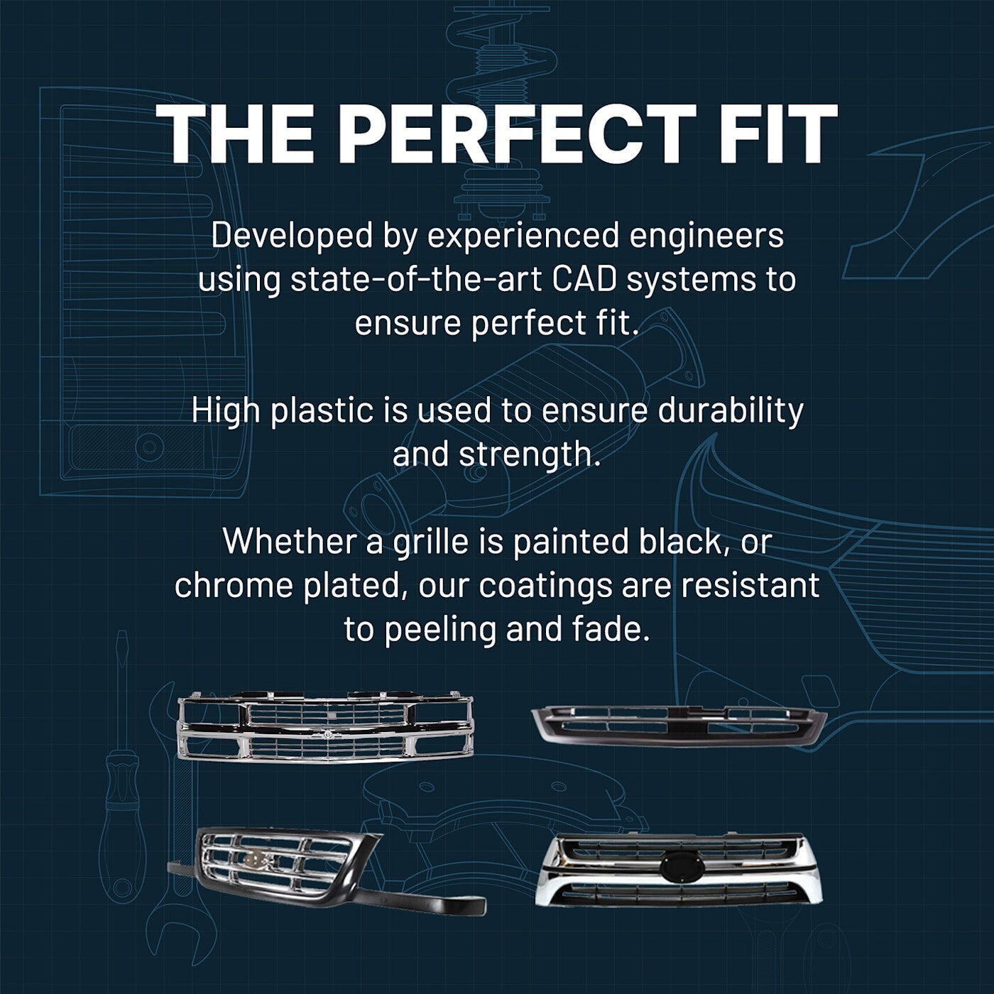 Grille For 86-93 Mercedes Benz 300E 90-93 300D Chrome Shell w/ Gray Insert