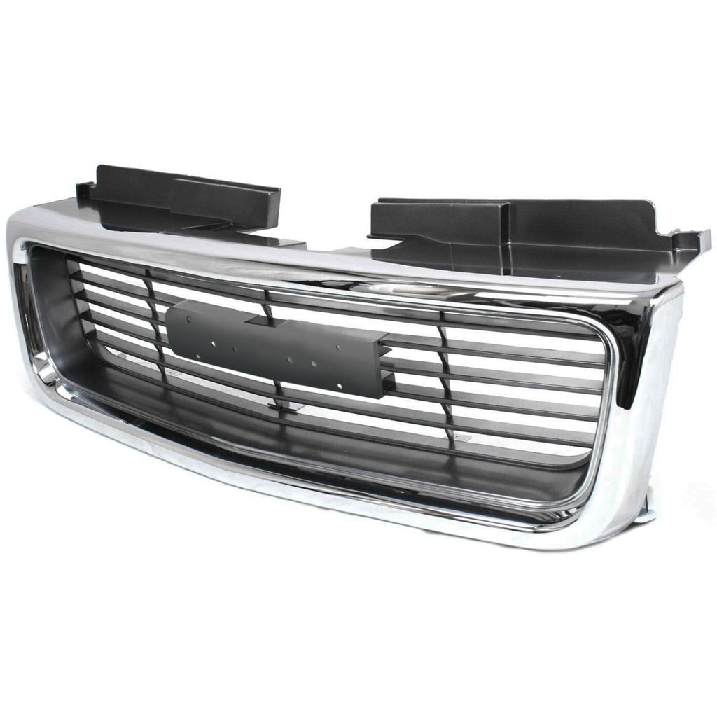 Grille For 98-2004 GMC Sonoma 98-2001 Jimmy Chrome Shell w/ Gray Insert Plastic