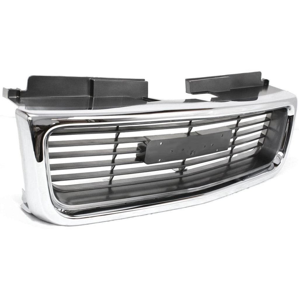 Grille For 98-2004 GMC Sonoma 98-2001 Jimmy Chrome Shell w/ Gray Insert Plastic