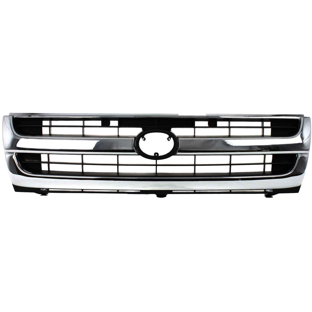 Grille Assembly For 97-00 Toyota Tacoma Chrome Shell w/ Black Insert Plastic 2WD