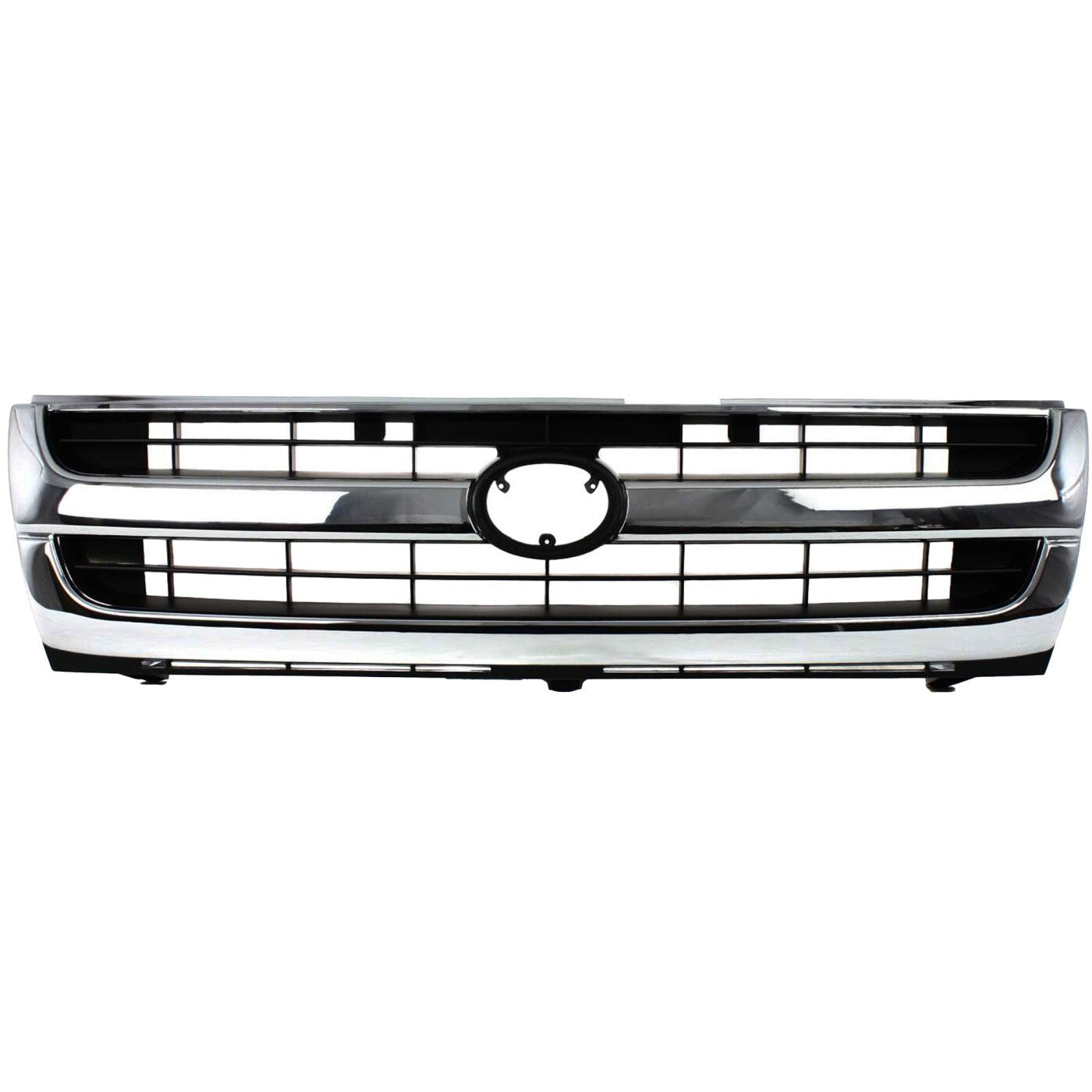 Grille Assembly For 97-00 Toyota Tacoma Chrome Shell w/ Black Insert Plastic 2WD