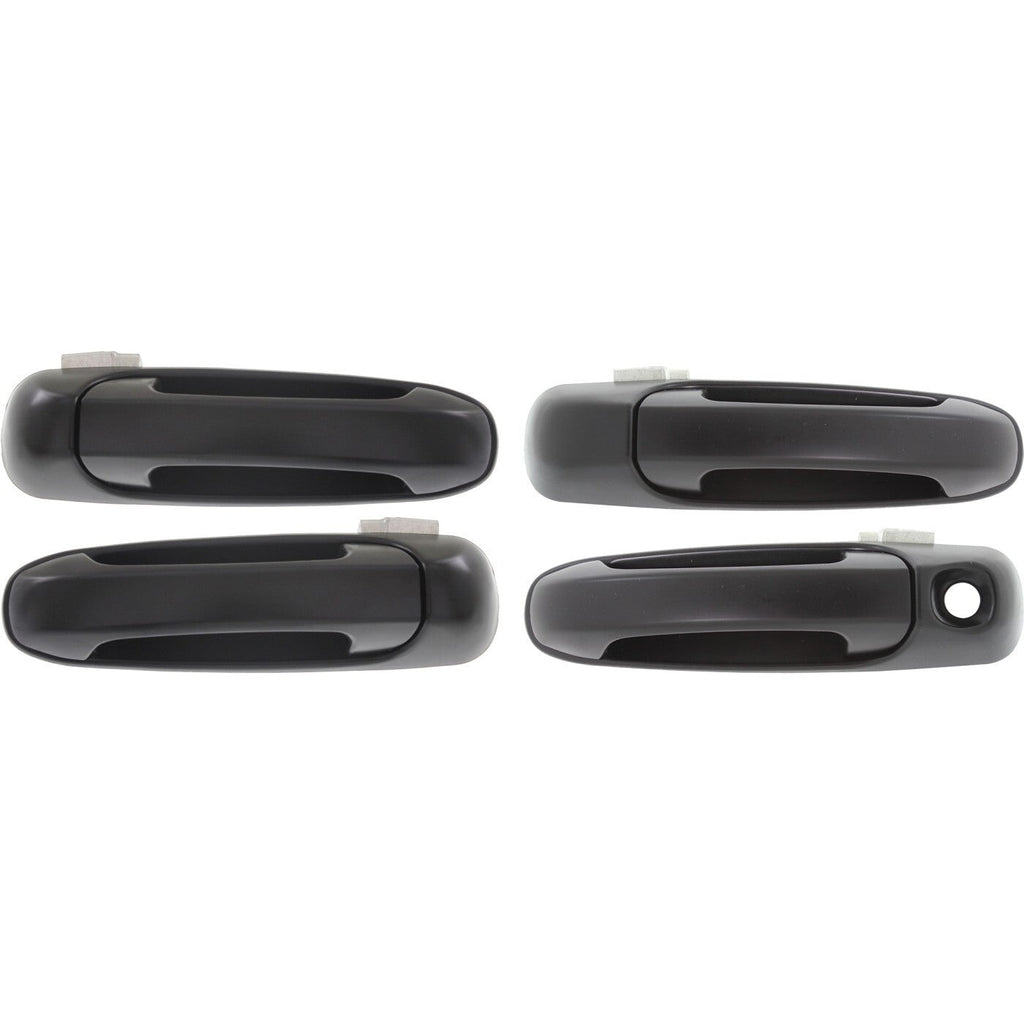 Exterior Door Handle Set For 2002-09 Dodge Ram 1500 Smooth Black Front and Rear