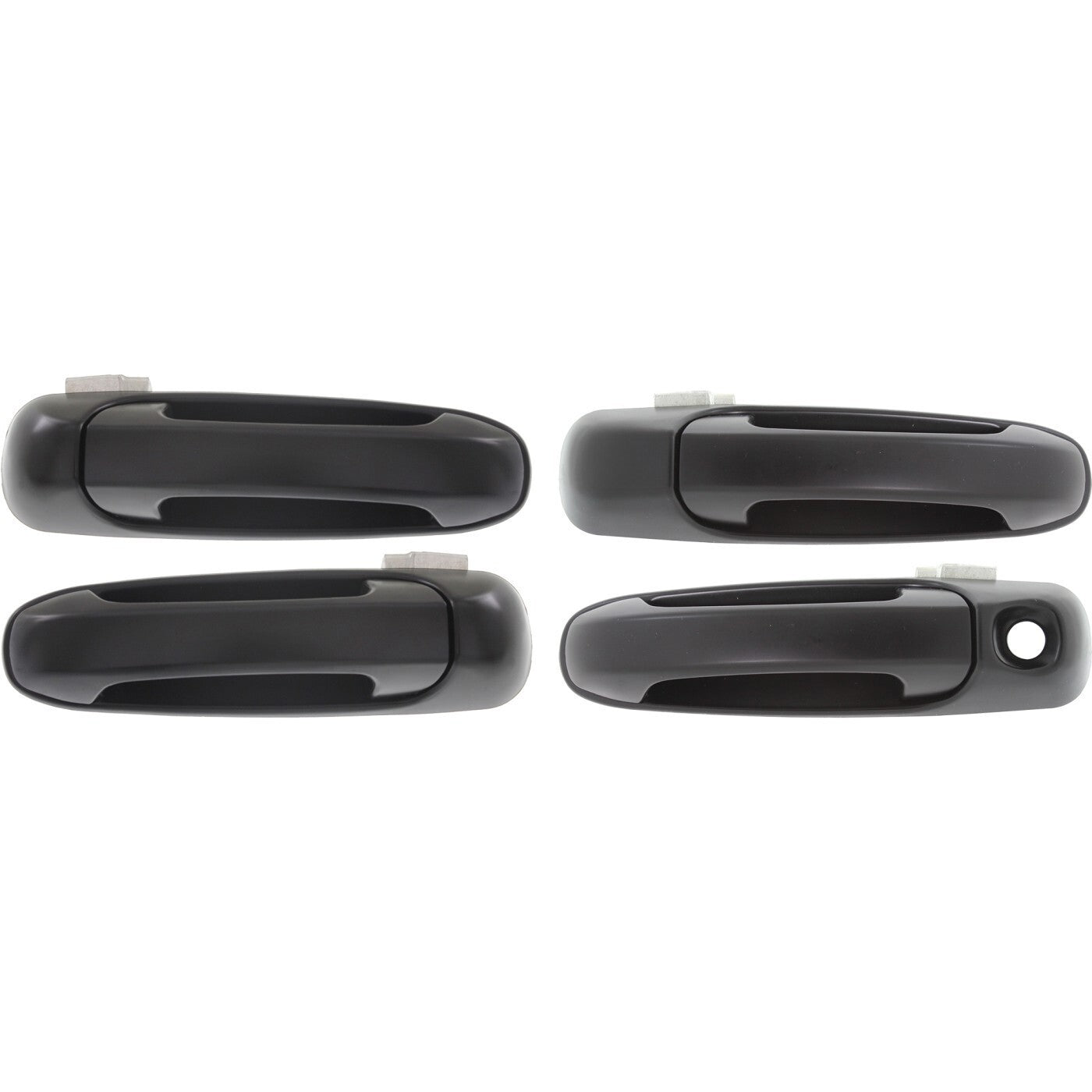 Exterior Door Handle Set For 2002-09 Dodge Ram 1500 Smooth Black Front and Rear