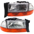 Headlight Set For 97 Dodge Dakota 98 Durango Driver/Passenger Side w/ bulb