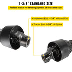 PTO Shaft PTO Driveshaft for Tractor 1-3/8" Spline/Round Ends 39-55" Black
